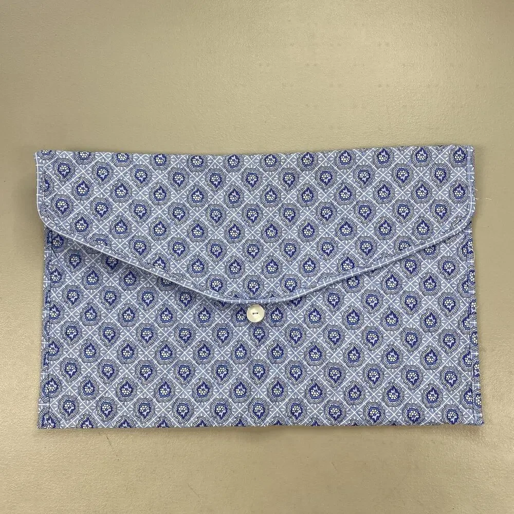 Longaberger Laptop Case Portfolio Provincial Blue Paisley Quilted Fabric 73873